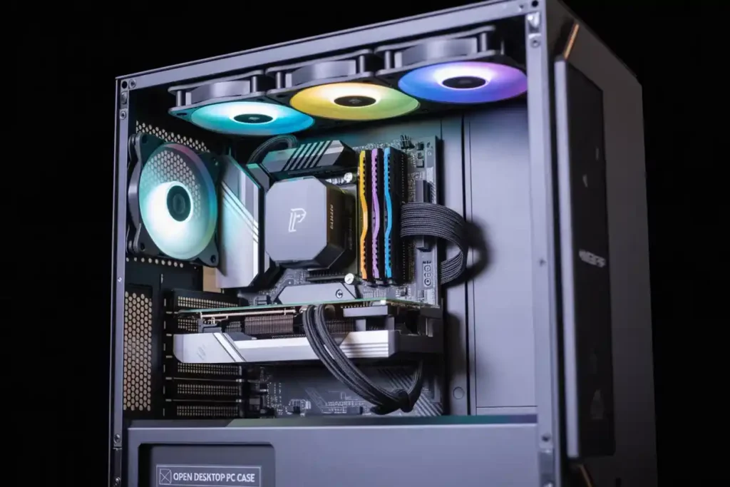 Is 40c Good for CPU? Safe Idle & Gaming Temps Guide 2025! 3 Clean desktop PC case with organized cables, RGB fans, and liquid CPU cooler setup for optimal airflow and cooling performance