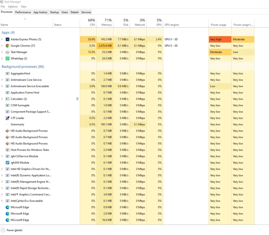 Windows Task Manager showing CPU usage and background processes to identify why is my CPU usage so high