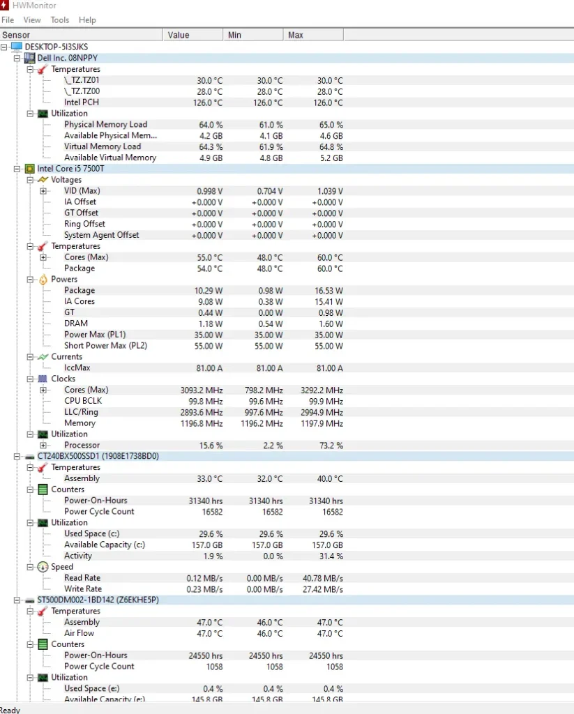 What Is Thermal Paste? Purpose, Types, Uses & How It Works (2026) 3 HWMonitor showing CPU temperature after applying thermal paste